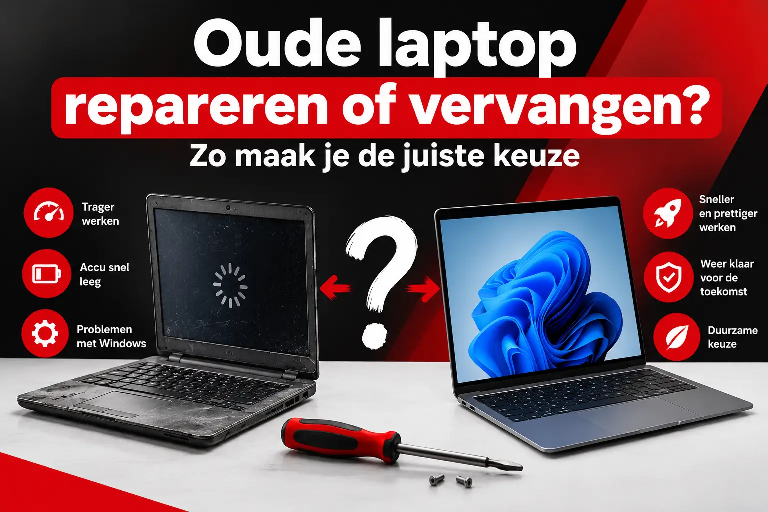 laptop repareren of vervangen.